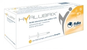 Siringa Intra-Articolare Hyalubrix Acido Ialuronico 1,5% 30 Mg 2 Ml 3 Pezzi